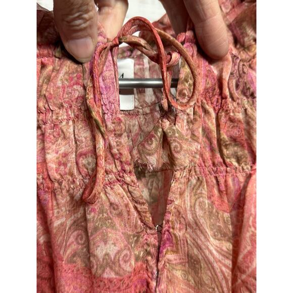 MISA Solange Chiffon Mini Dress XS Romantic Rose Python Ruffle Long Sleeve - Picture 6 of 10